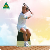Tennis player in action on a court with 'Australian Made' logo.